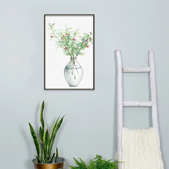 Small Fresh Style Green Plant Living Room Canvas Art Modern Wall Decor