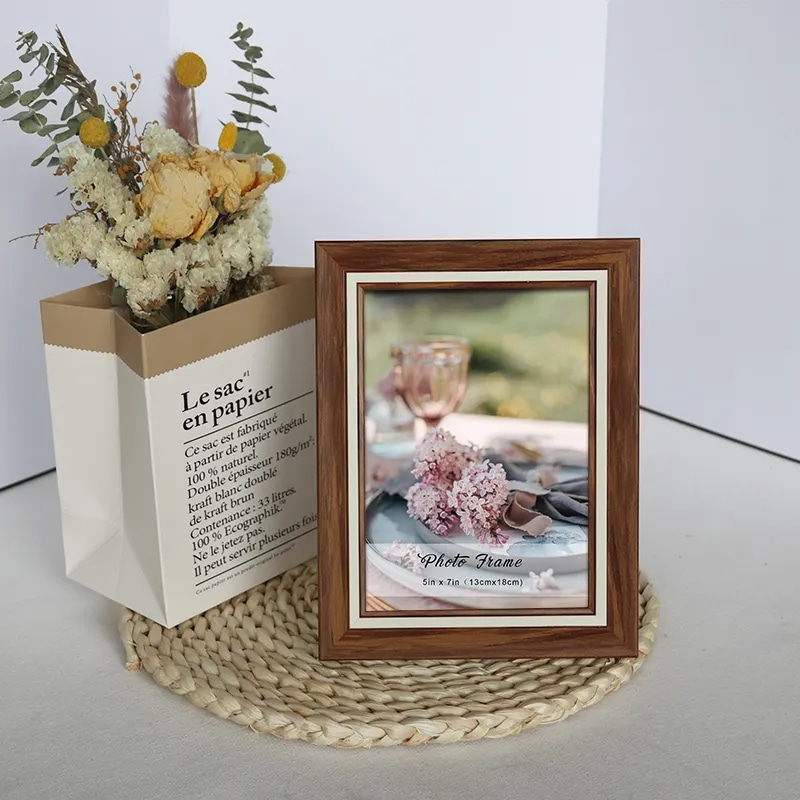 Maple Color Display Table Stand PS Plastic Student Photo Frame