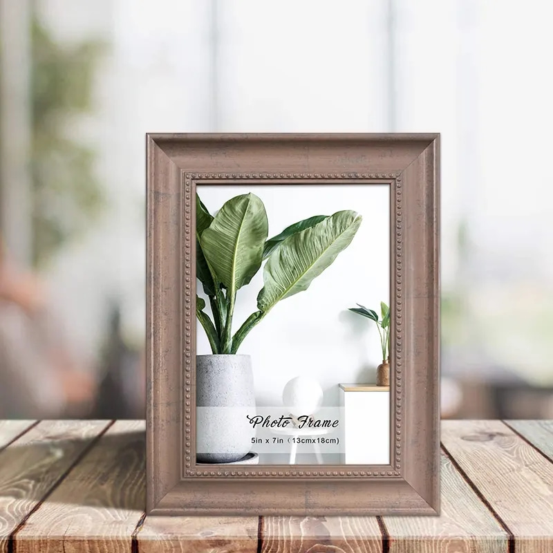 Simple Modern Stylish 5X7 Inch Rustic Brown Plastic Picture Frame