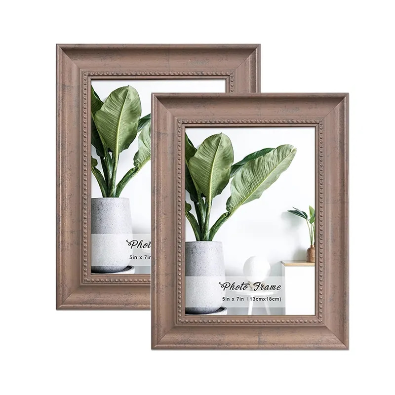 Simple Modern Stylish 5X7 Inch Rustic Brown Plastic Picture Frame