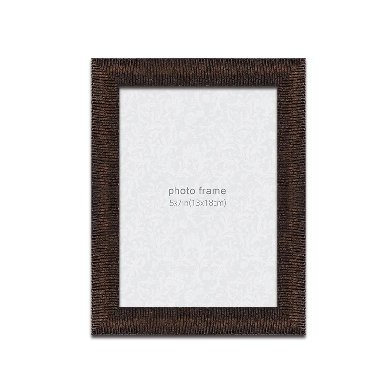 Simple Style Wall Hanging Tabletop 5x7 Inch Dark Brown Flat Plastic Photo Frame